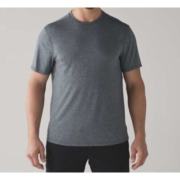 Lululemon Men’s XS - S ? Somatic Short Sleeve T-Shirt Shade Stripe Gray *Flaw - Picture 3 of 12